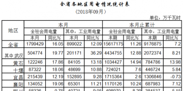湖北9月電力運(yùn)行情況：火電廠發(fā)電113.03億千瓦時(shí) 增長35.31%