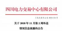 四川2018年11月第2周外送情況信息披露
